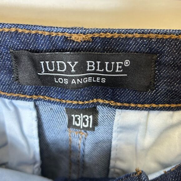 Judy Blue High Waist Dark Wash Tummy Control Wide Leg Crop Jeans Size 13/31 - Picture 6 of 14